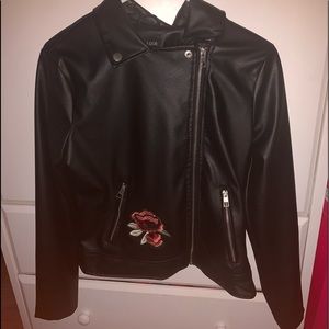 Faux leather jacket brand new with rose